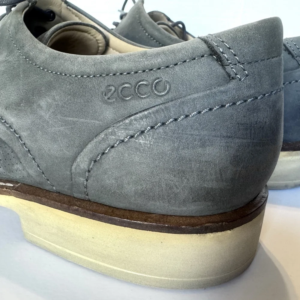 ECCO Men’s Gray Suede Perforated Oxford Shoes US 13 EU 47 Lightweight Comfort